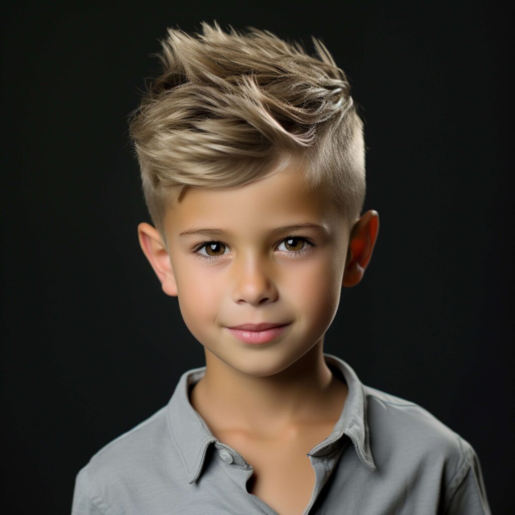 Stunning look boy with Textured Quiff with Surgical Line